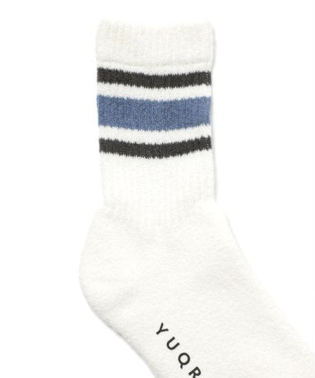 '- YUQRI - puff pile short crew line  blue / men